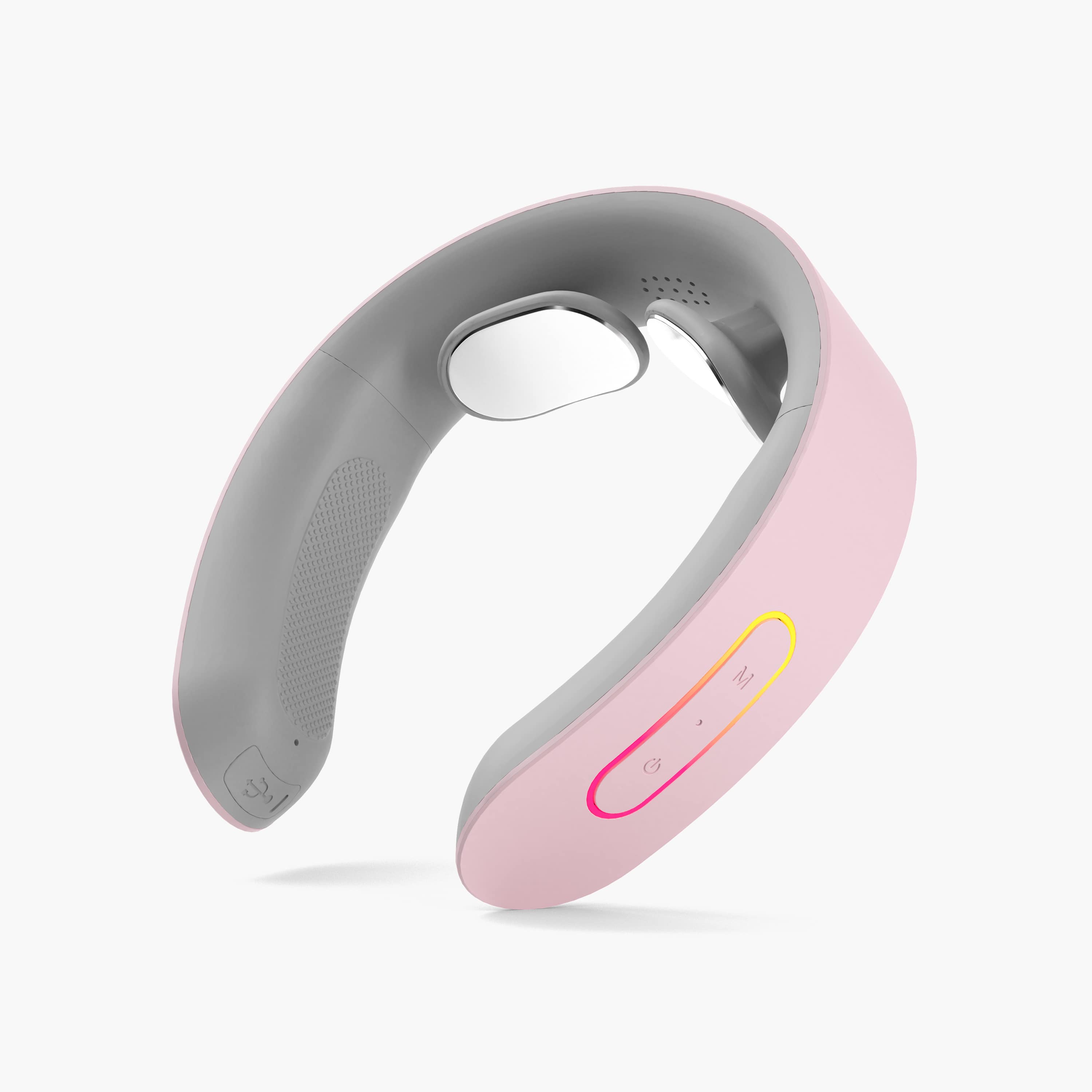Luna by Nomisk. A pink neck massager that combines heat and pulse therapy to instantly relieve neck pain. Use her to relieve migraines, muscle tension and pain instantly.